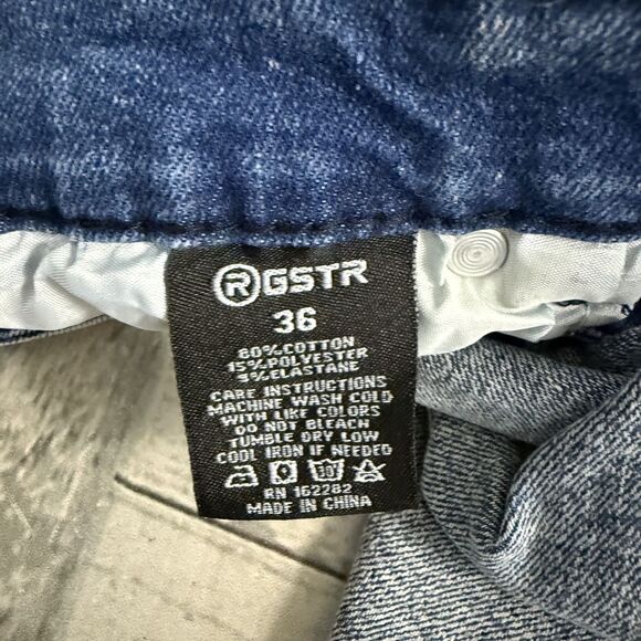 RGSTR Men's W36 x L30 Blue Distressed Straight Leg Streetwear Denim Jeans - Picture 5 of 7